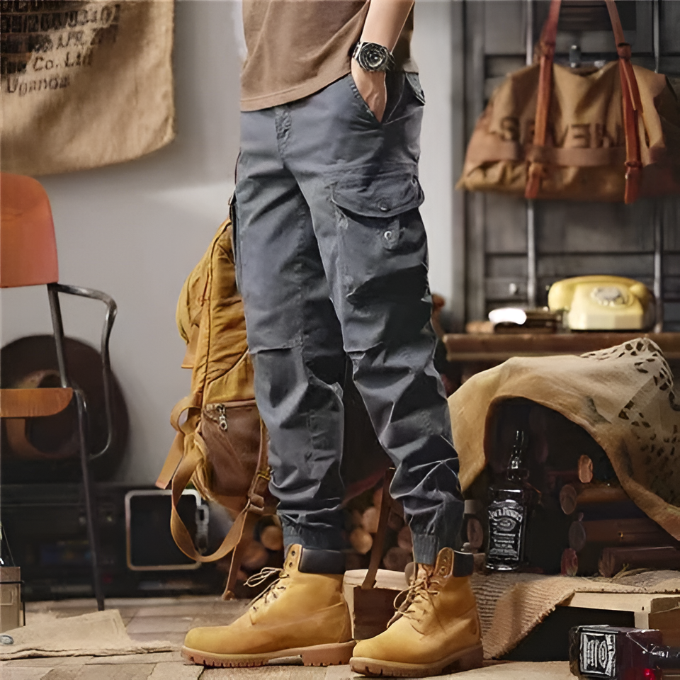 Cargo Trousers Stylish Retro Men's Handsome Outdoor Sports Footband Leisure Cargo Pants