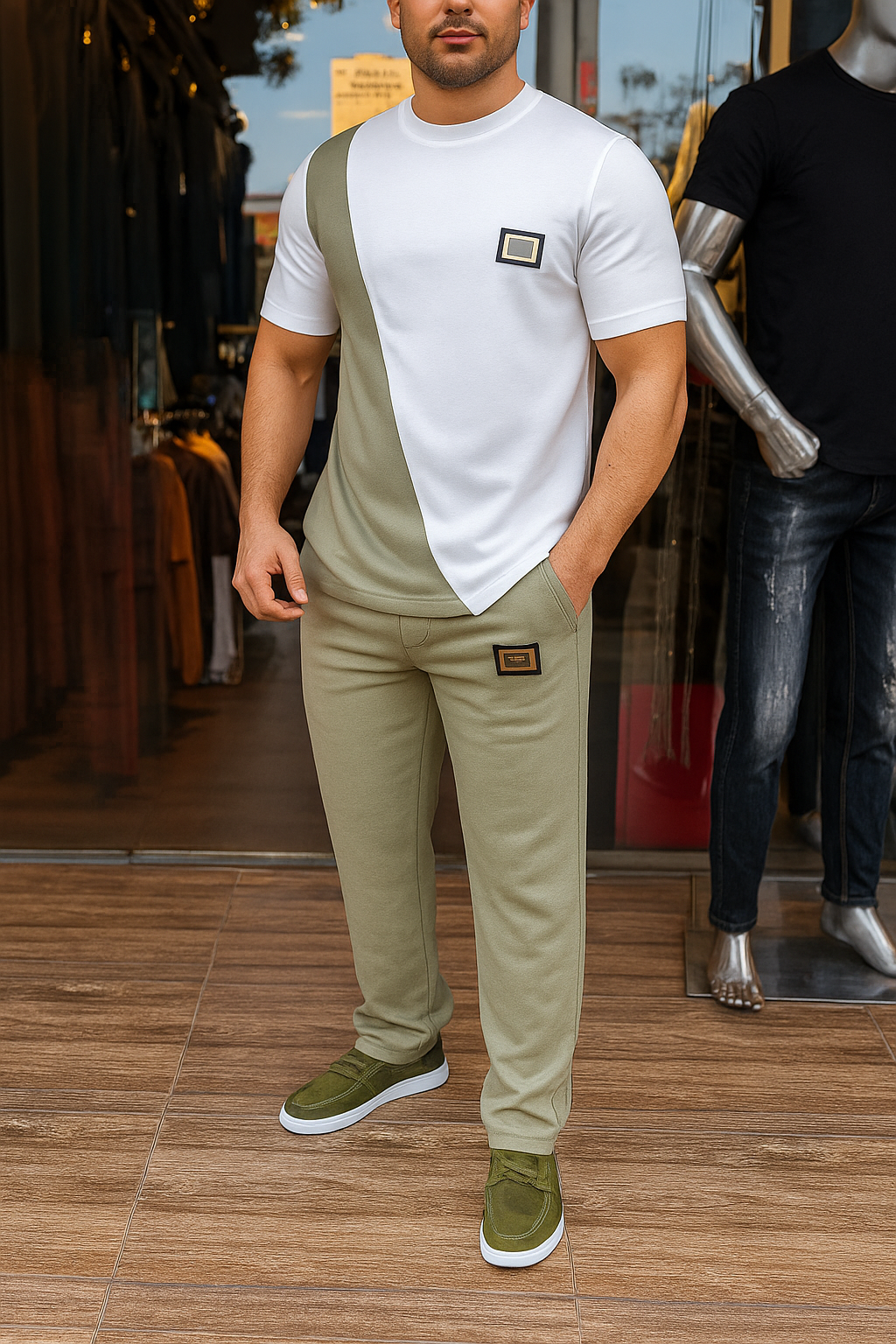 l⏰Men's Casual Crew Neck Top and Pants Set