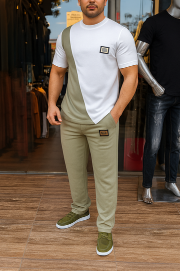 l⏰Men's Casual Crew Neck Top and Pants Set